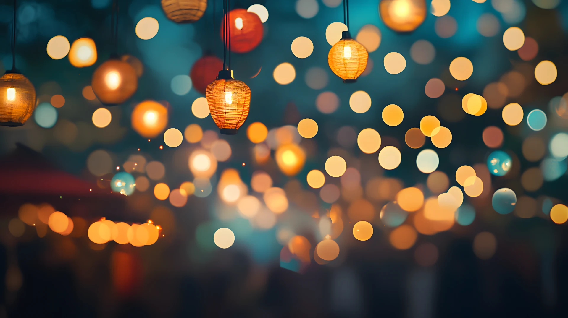 lampioane string paper lanterns illuminated with warm glow